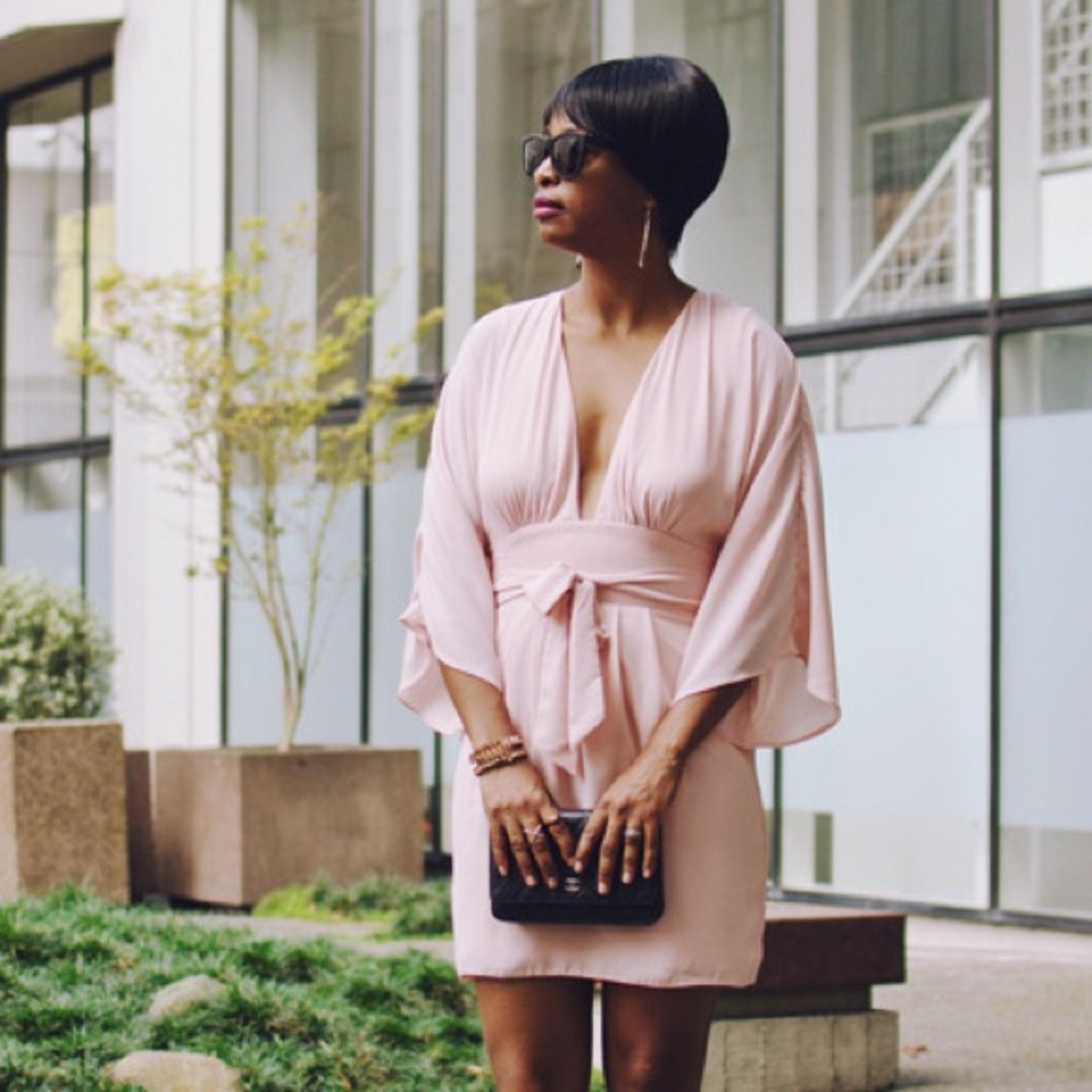 Blush Pink Kimono Sleeve Dress